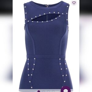 NWT Sm Navy Cutout And Studded Top